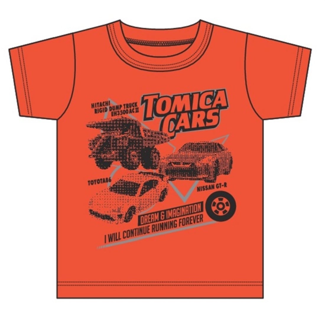 トミカ モノトーン半袖tシャツ 橙 100cm 100cm 橙 トミカ 半袖 限定品や新作も おもちゃ グッズの通販ならタカラトミーモール タカラトミー公式